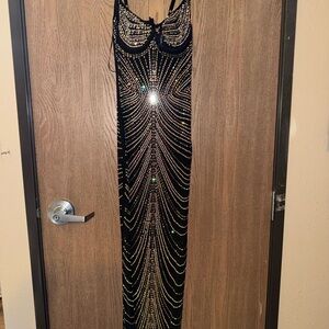 Elegant Black Beaded Dress